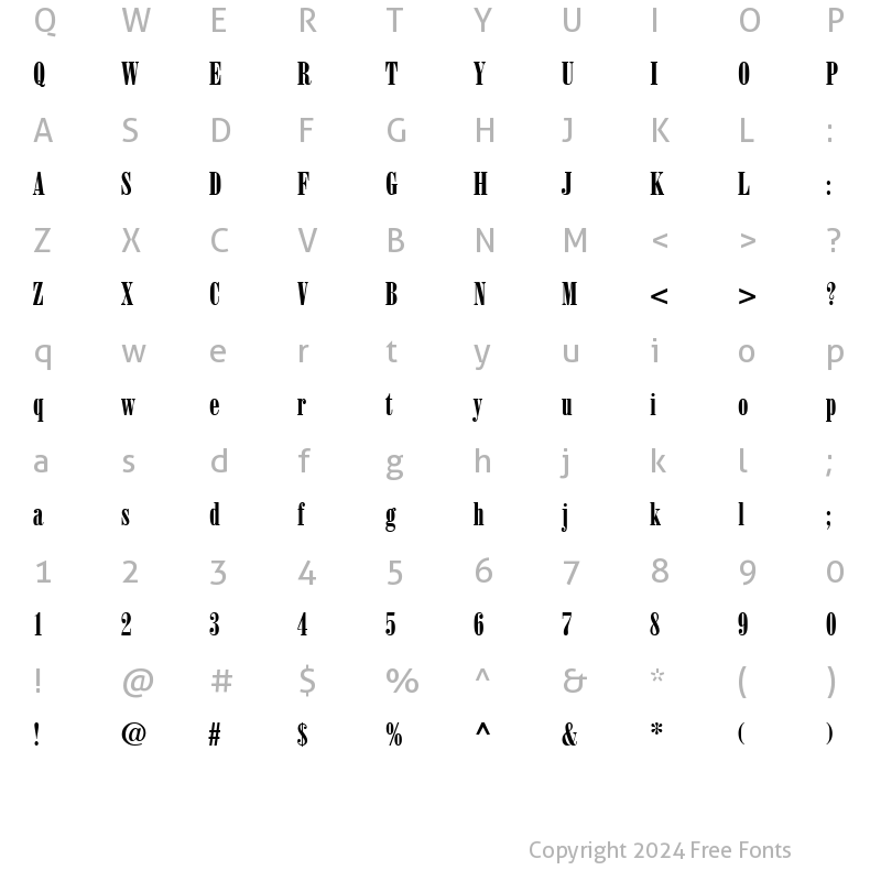 Character Map of BodoniPosterCompressed DB Bold