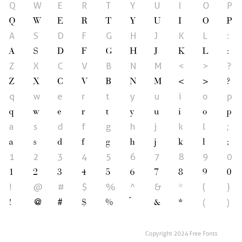 Character Map of BodoniRecut Regular