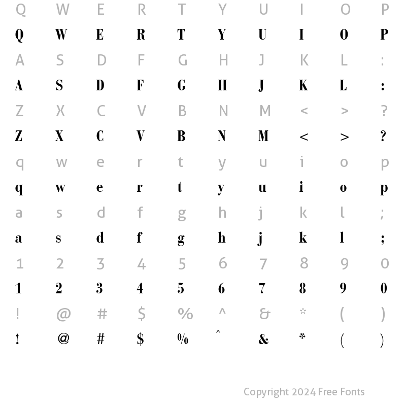 Character Map of BodoniRecutCondMedium Regular