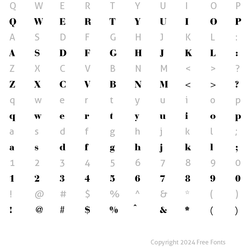 Character Map of BodoniRecutHeavy Regular