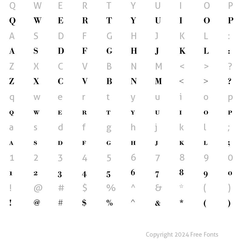 Character Map of BodoniSCEF DemiBold Regular