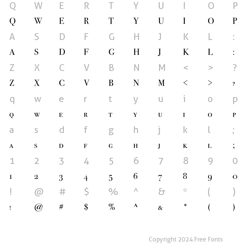 Character Map of BodoniSeventytwoEF BookSC Regular