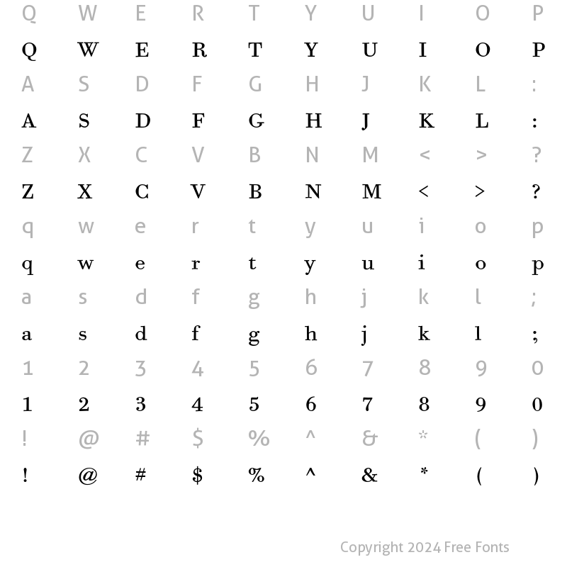 Character Map of BodoniSixEF Book Regular