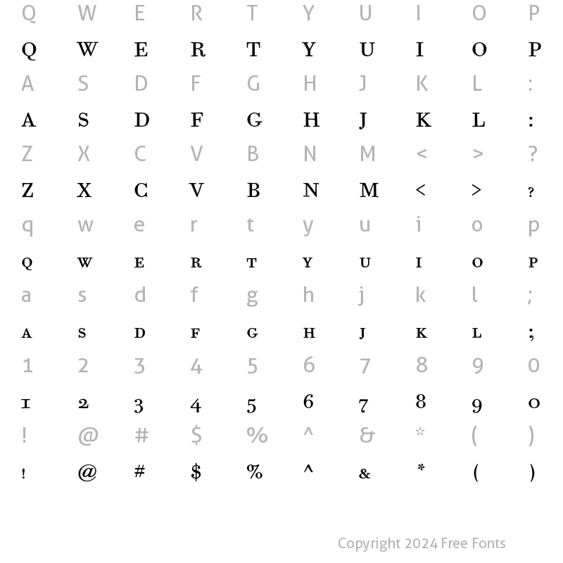 Character Map of BodoniSixEF BookSC Regular