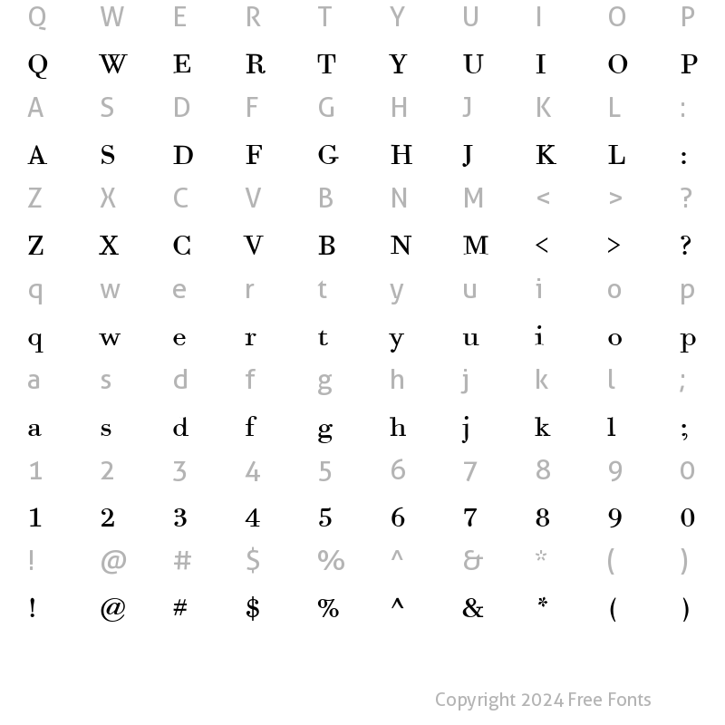 Character Map of BodoniSixITCBoo Regular