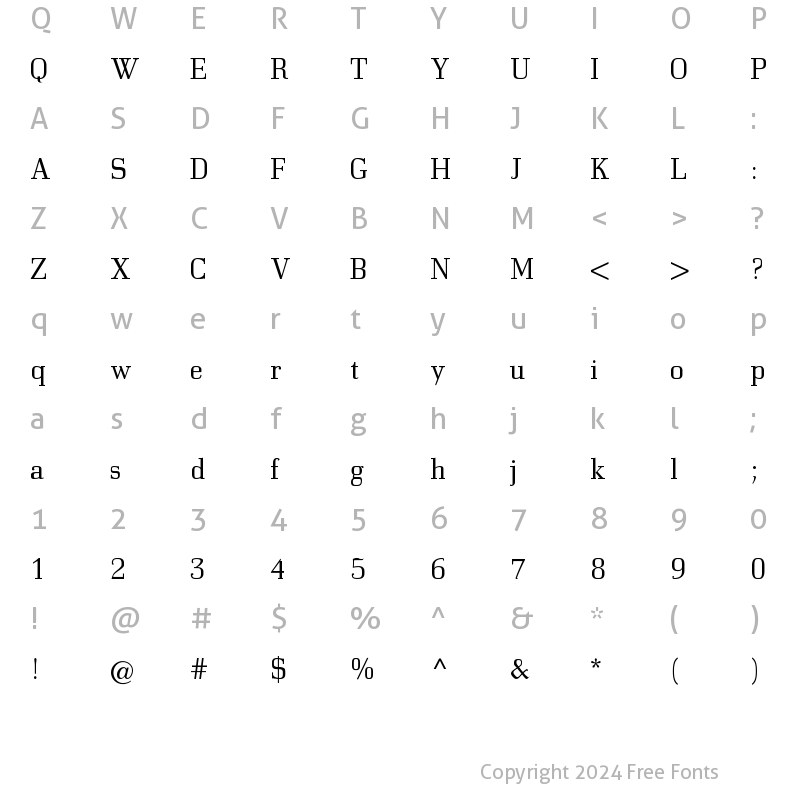 Character Map of Bodonitown Regular