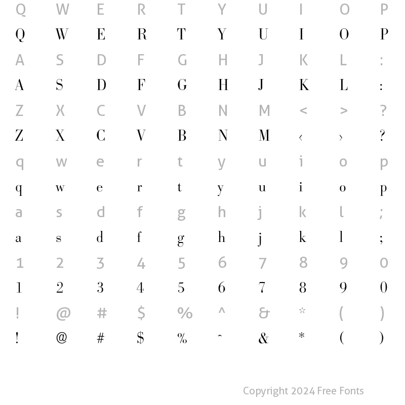 Character Map of Bodoxi-Light Regular