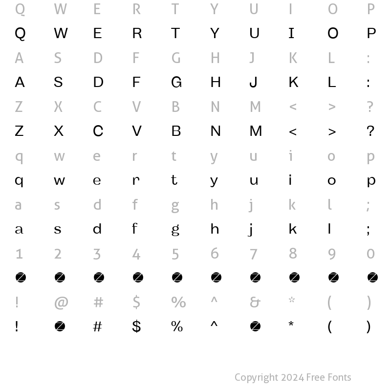 Character Map of Body Grotesque Fit Trial Regular