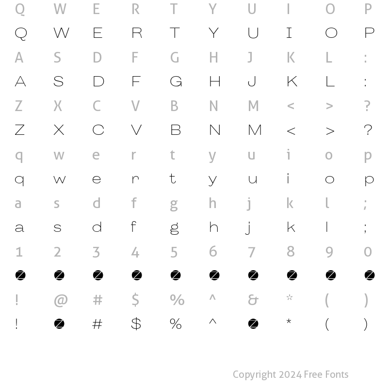 Character Map of Body Grotesque Large Trial Light