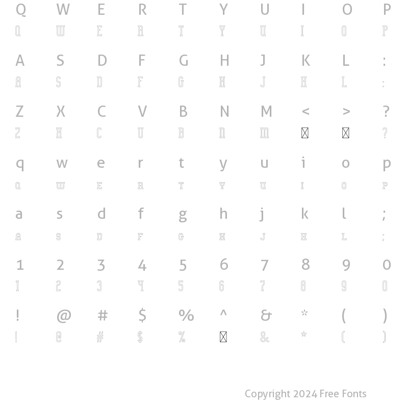 Character Map of Bodybuilder Inline FX