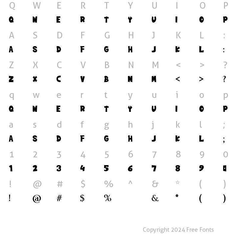 Character Map of Boebloe Bold