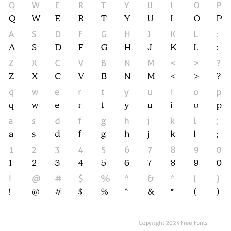 Character Map of Bogue-Light Regular