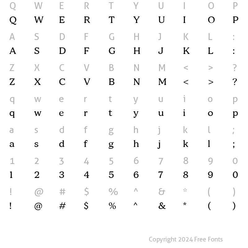 Character Map of Bogue-Regular Regular