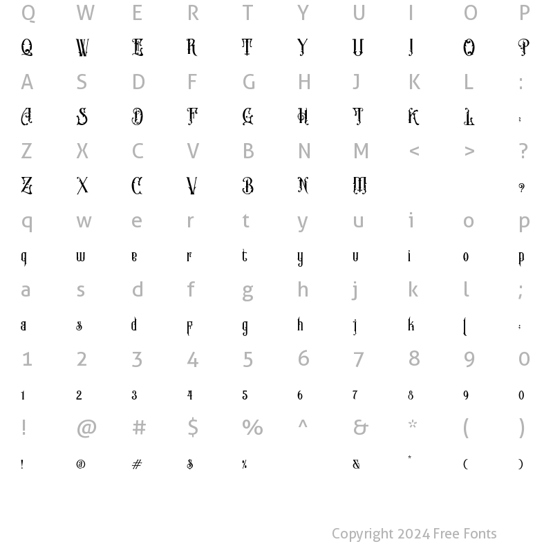 Character Map of Bogus Jack Regular