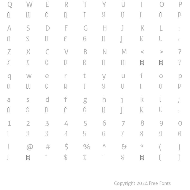 Character Map of Bohem Outline