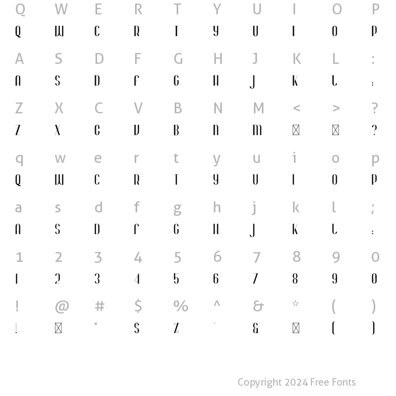 Character Map of Bohem Regular