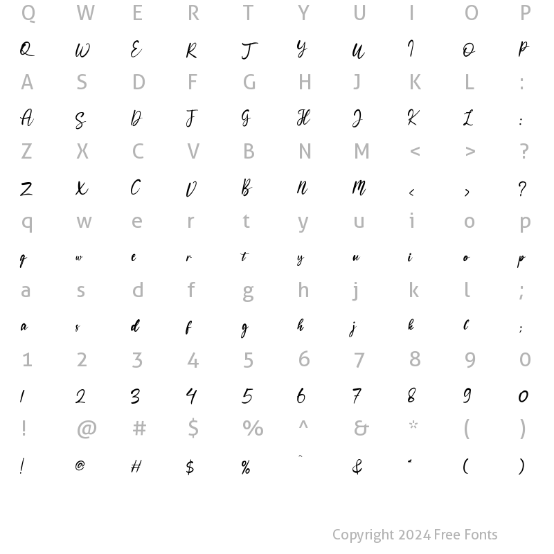 Character Map of bohemian Regular