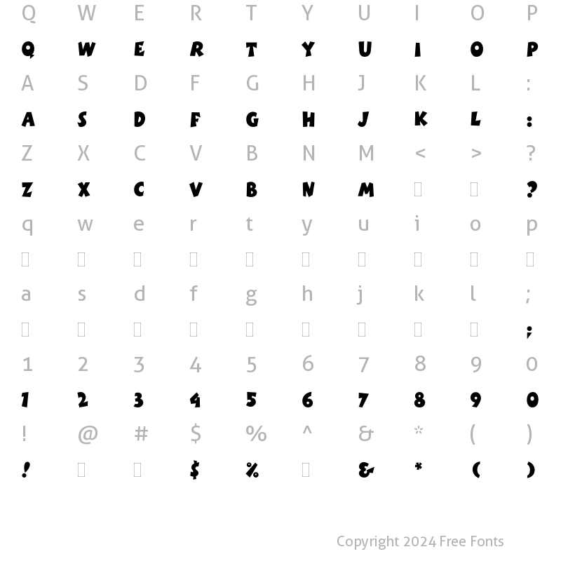 Character Map of Boink Plain Regular