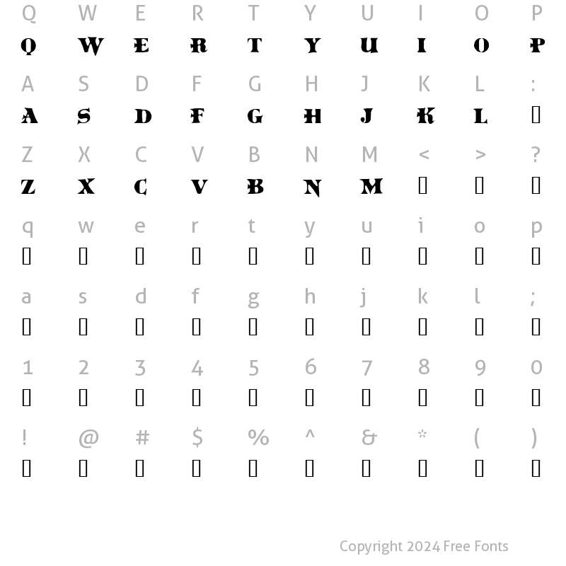 Character Map of BoinkoMatic Regular