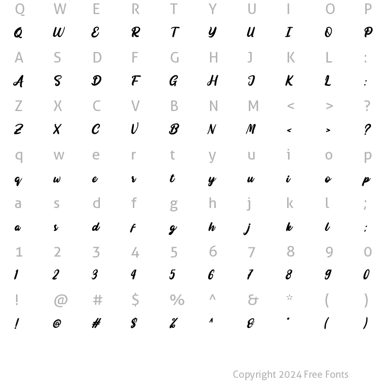 Character Map of Bojimtes Regular