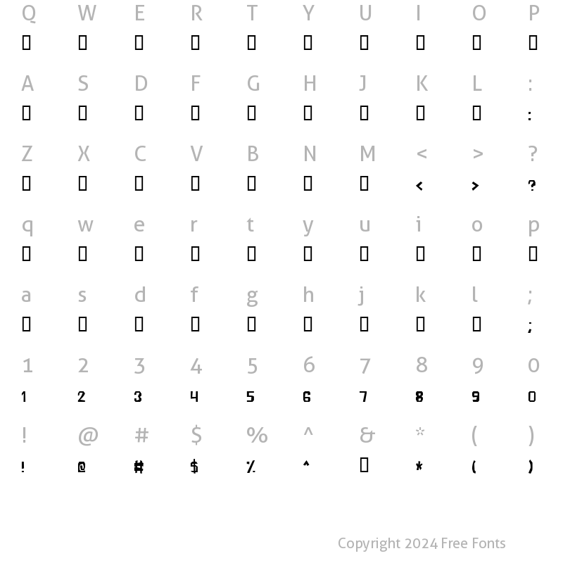 Character Map of Boker Regular