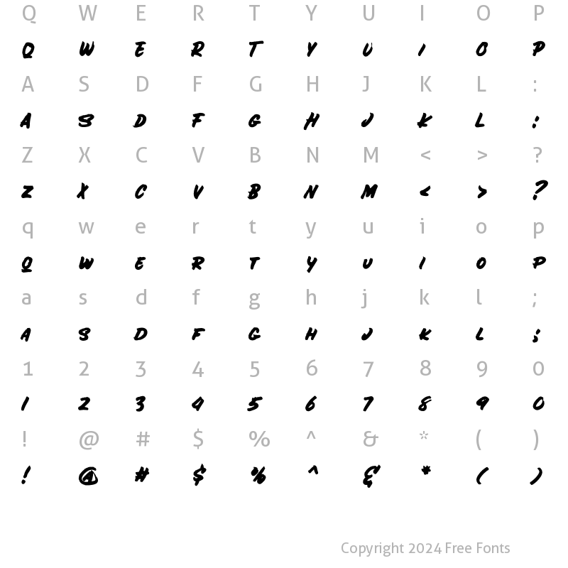 Character Map of Bolder Regular