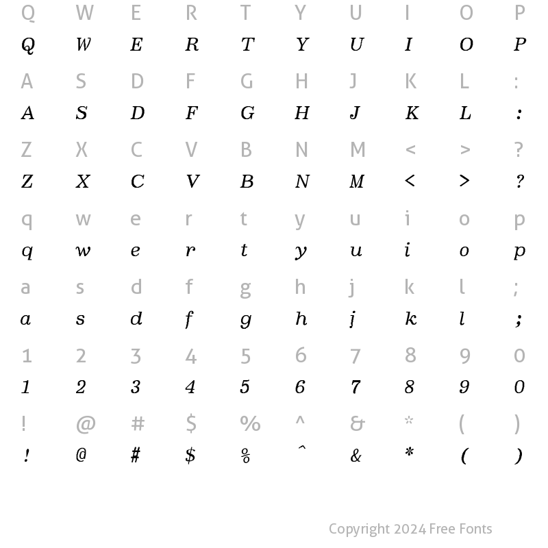 Character Map of BoldfaceItalic- Regular