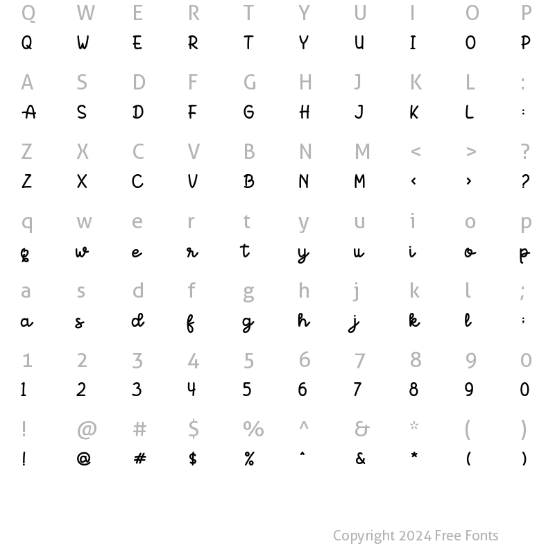 Character Map of Boldins Regular