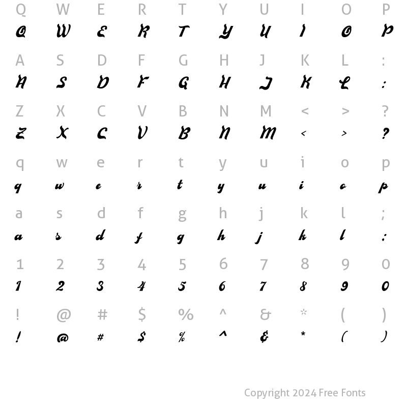 Character Map of Boldistrike Regular