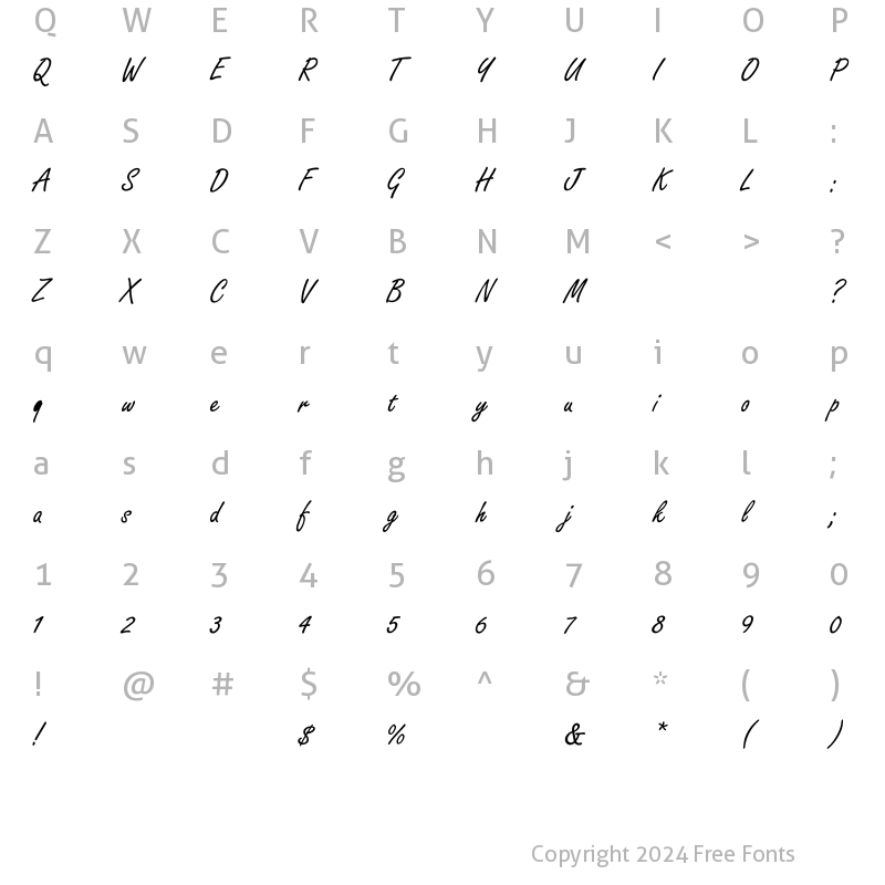 Character Map of Boldstylescript Regular