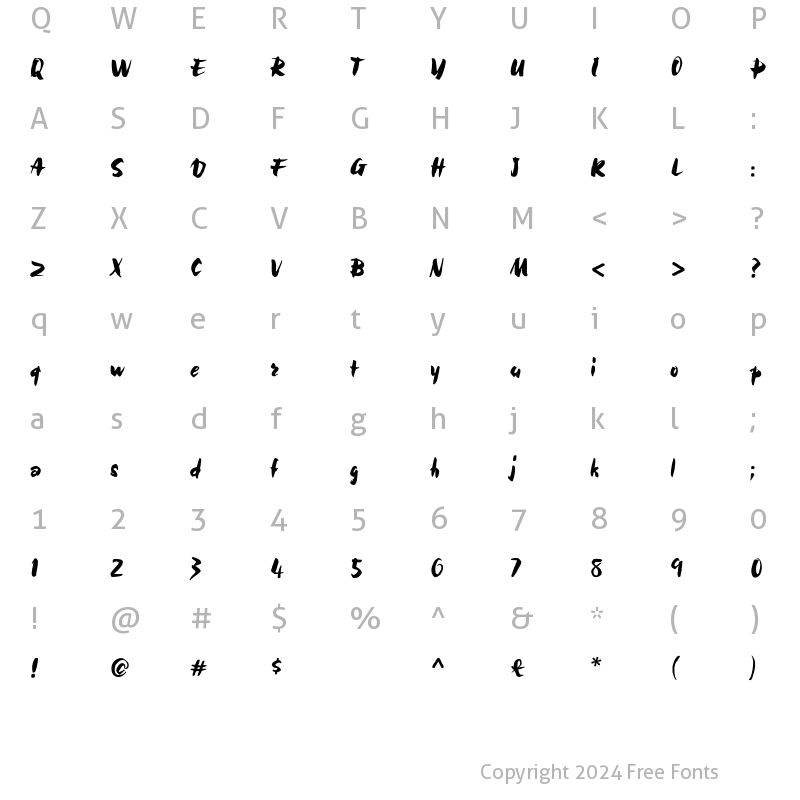 Character Map of BolideScript Bold