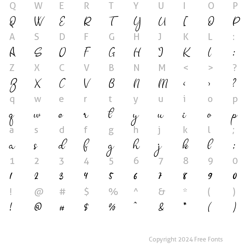 Character Map of Bolliando Regular