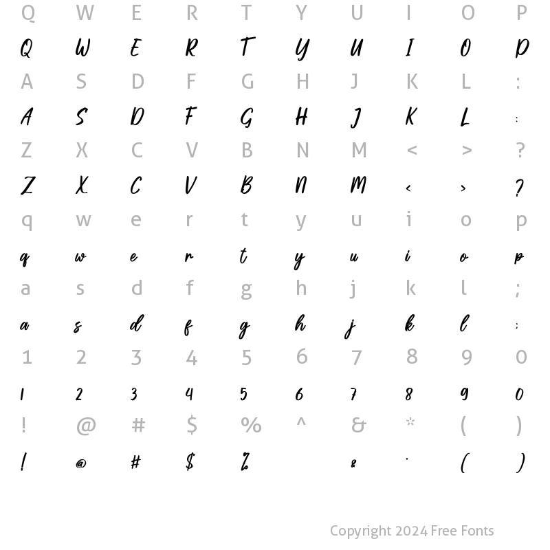 Character Map of Bollifia Regular