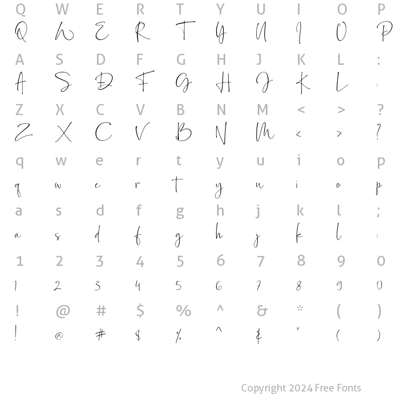Character Map of Bollivia Rosilla Script Regular