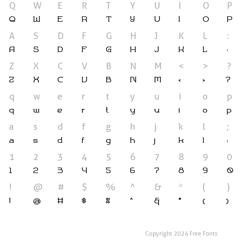 Character Map of BOLTRON Regular