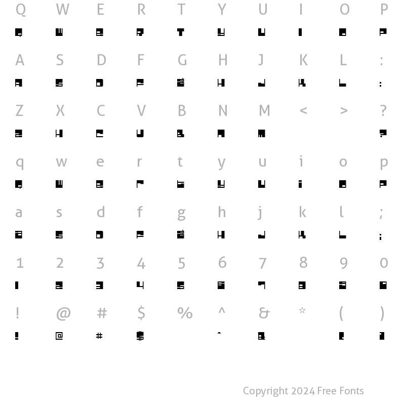 Character Map of Bomb Factory Regular