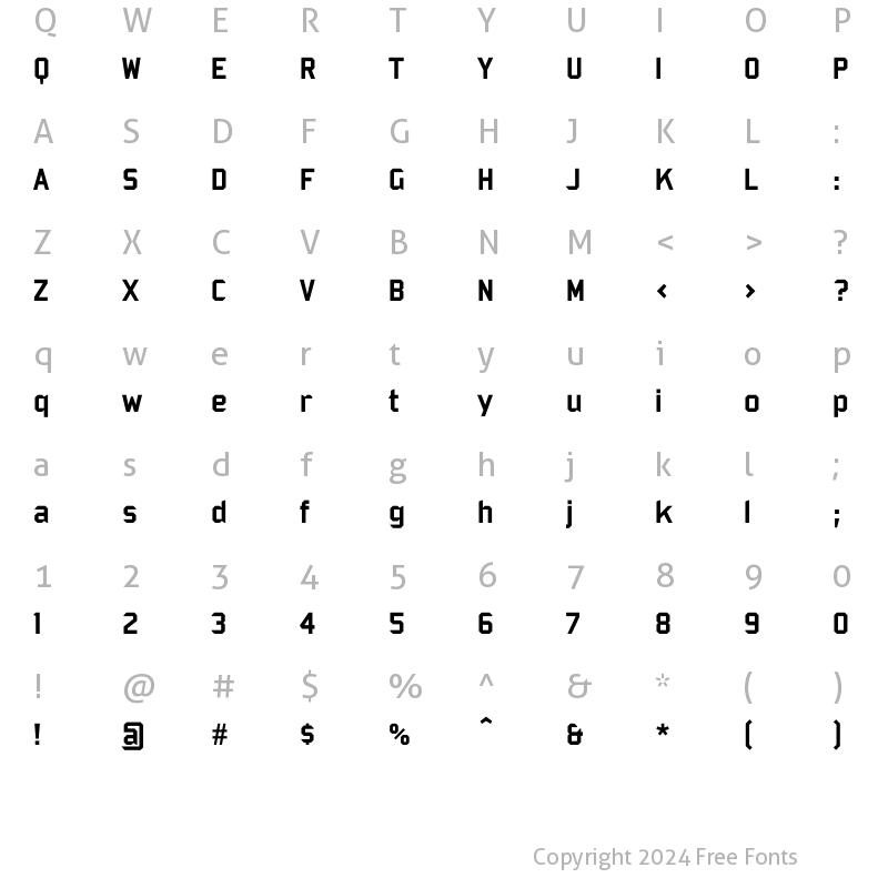 Character Map of Bombardier Regular