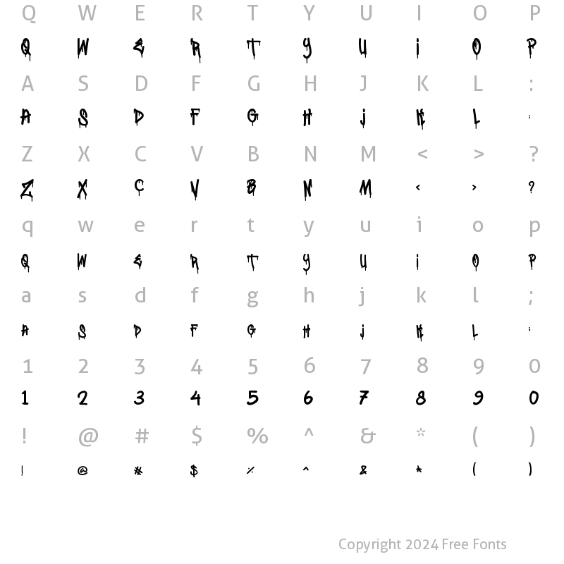 Character Map of BOMBING GANG Regular