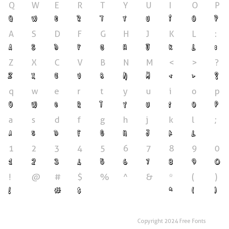 Character Map of Bombing Regular