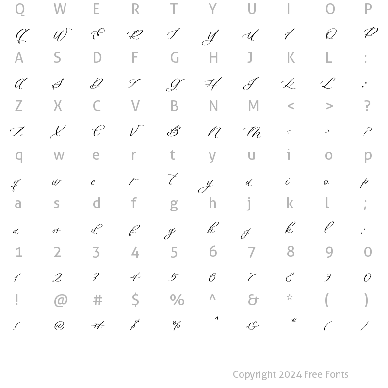 Character Map of Bon Voyage Regular