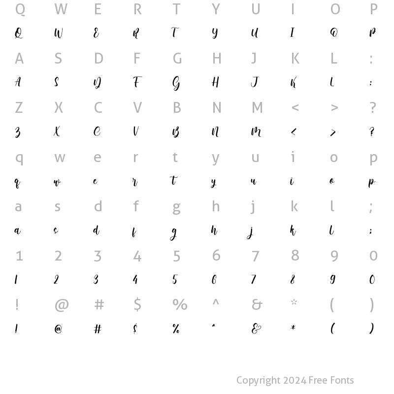 Character Map of Bonalisha Regular