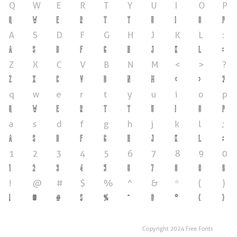 Character Map of Bondie Outline