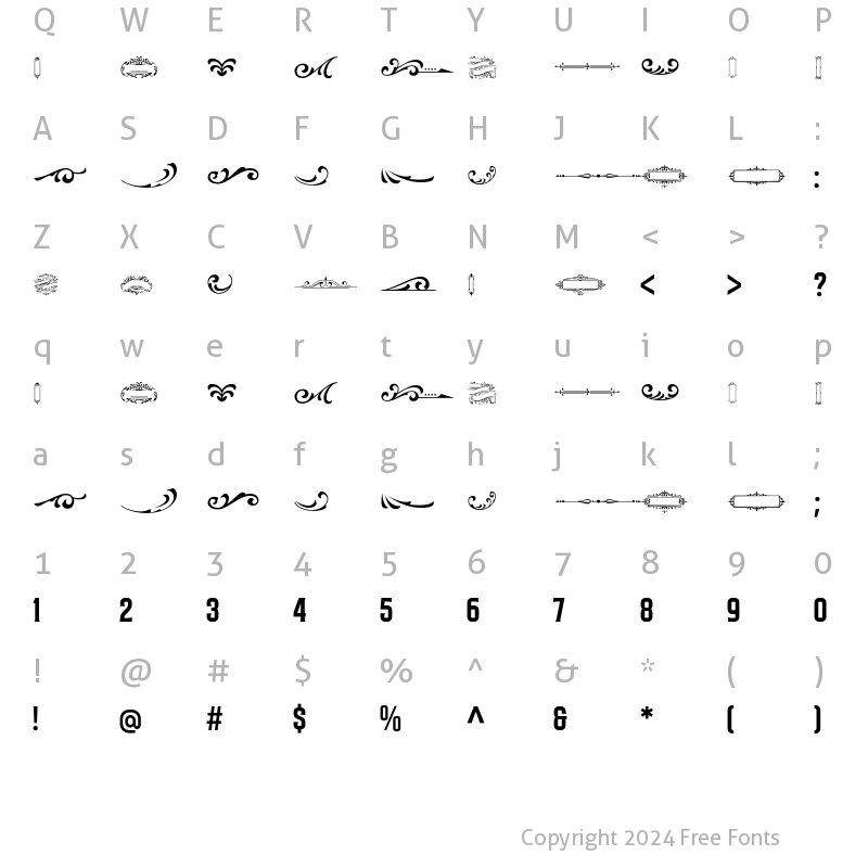 Character Map of Bondrians Extras Regular