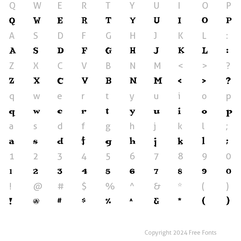 Character Map of Bonehead Medium