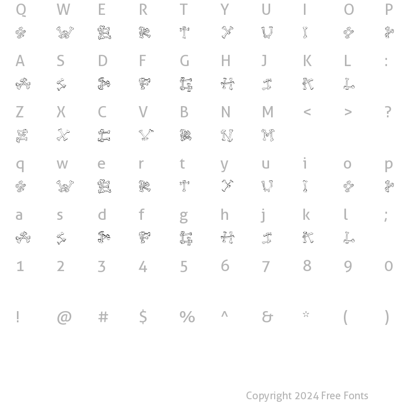 Character Map of Bones2 Bones2