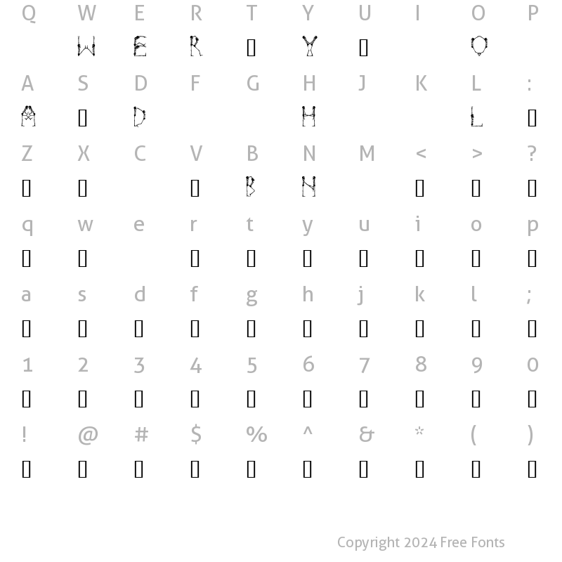 Character Map of Boneyard Regular