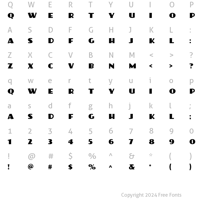 Character Map of Bonita Std Regular