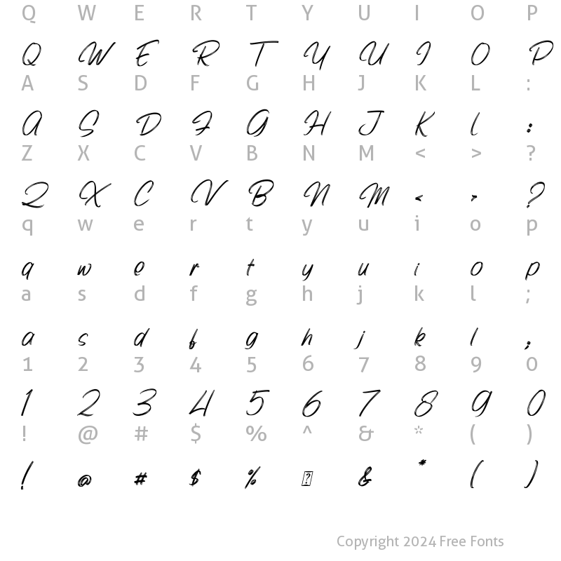 Character Map of Bonitto Italic