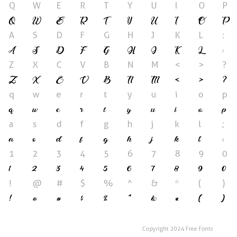 Character Map of Bonjour Allgera Regular