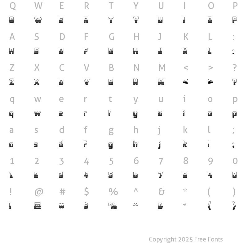 Character Map of Bonk Outercut Regular